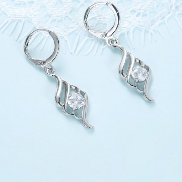 💎 NEW ❤️ Cute Spiral 925 Sterling Silver Bundle Necklace Earrings Modern - Picture 5 of 8